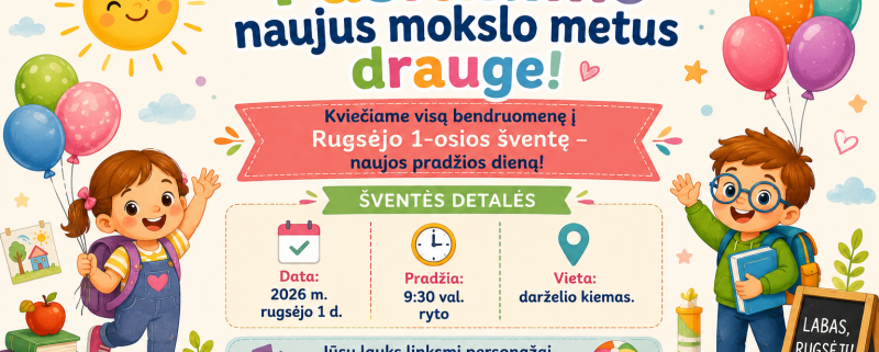 Kviečiame į Rugsėjo 1-osios šventę